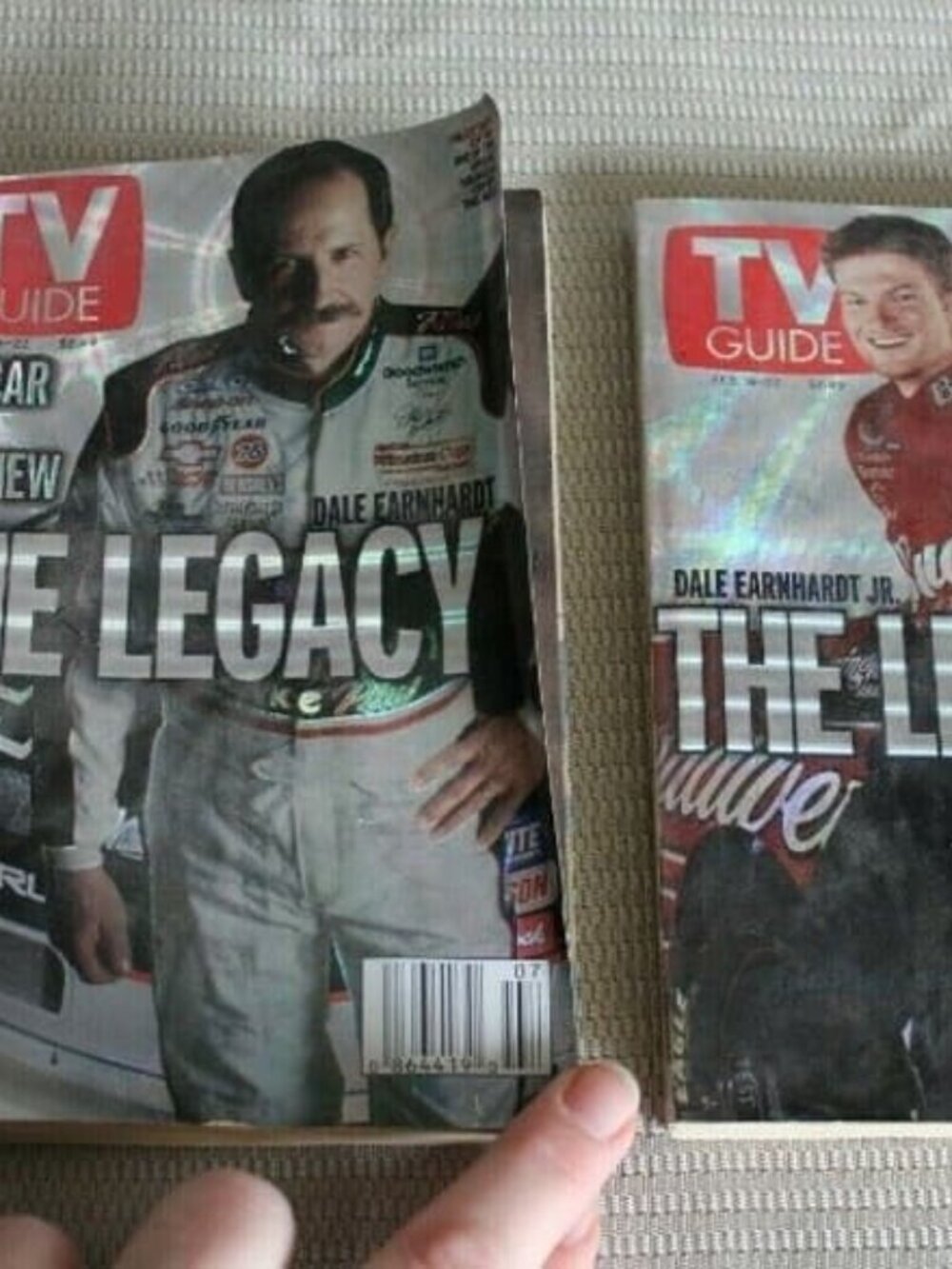2 pc Vintage TV Guide Magazine 2002 Nascar Dale Earnhardt / Dale Jr The Legacy